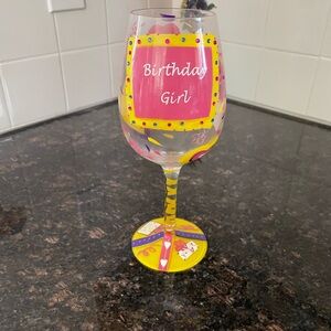 Hand Painted Birthday Girl Wine Glass